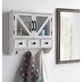 Armoire Murale Décorative Rustique en Bois avec Portes en Verre Magnétiques Blanches