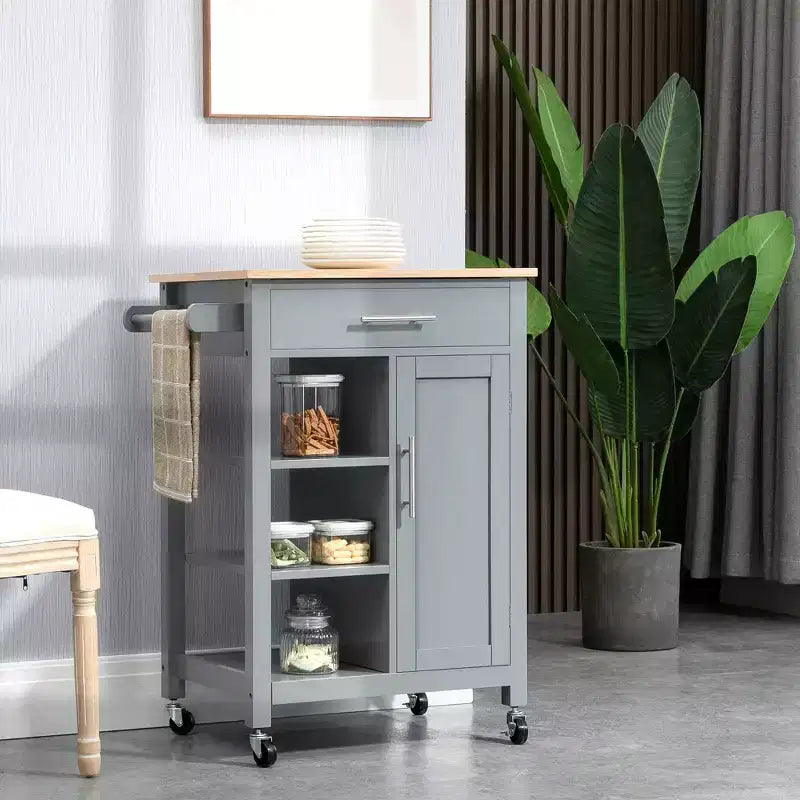 Dessertes de cuisine avec roulettes et étagère de rangement, tiroir robuste