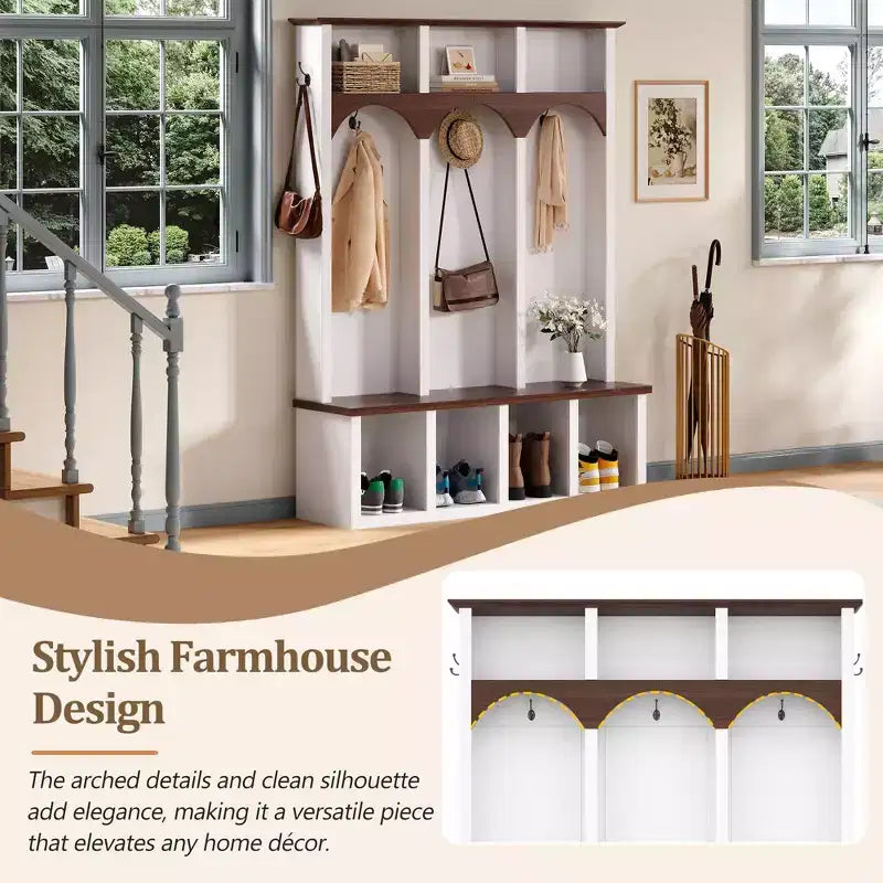 Porte-manteau autoportant de style fermier avec arche