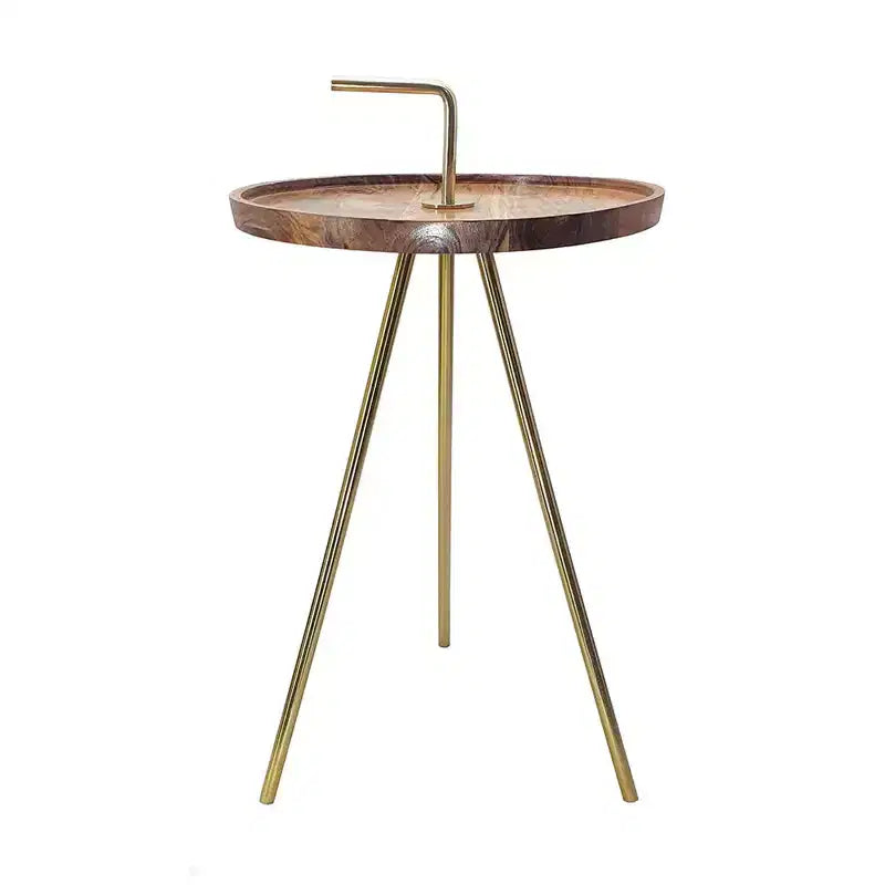 Table d'appoint mi-siècle en bois et métal avec pieds inclinés