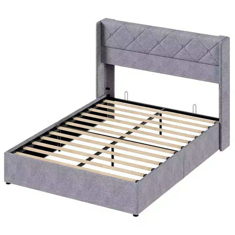 Lit de rangement relevable silencieux Structure robuste Tête de lit ailée élégante