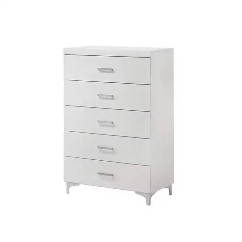 Commode 5 tiroirs et cadre en bois blanc