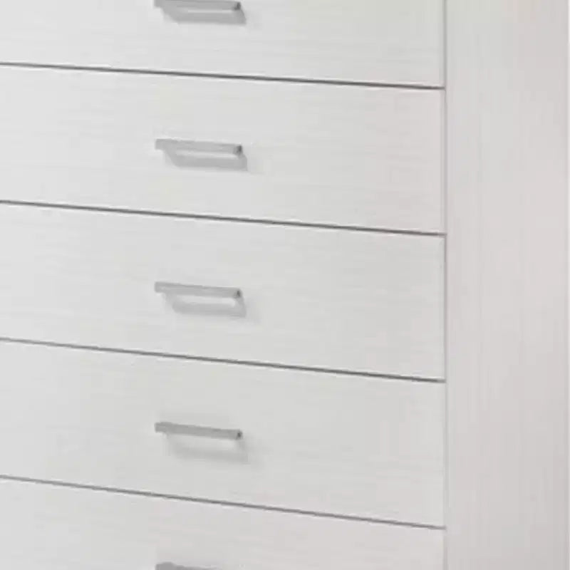Commode 5 tiroirs et cadre en bois blanc