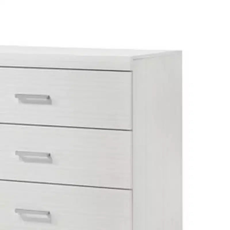 Commode 5 tiroirs et cadre en bois blanc