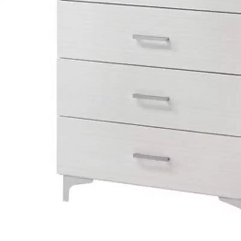 Commode 5 tiroirs et cadre en bois blanc