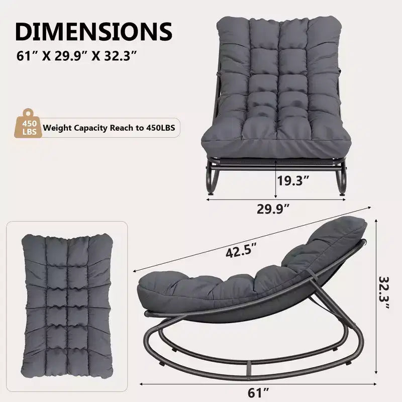 Fauteuil à bascule moderne pour adultes avec coussin amovible