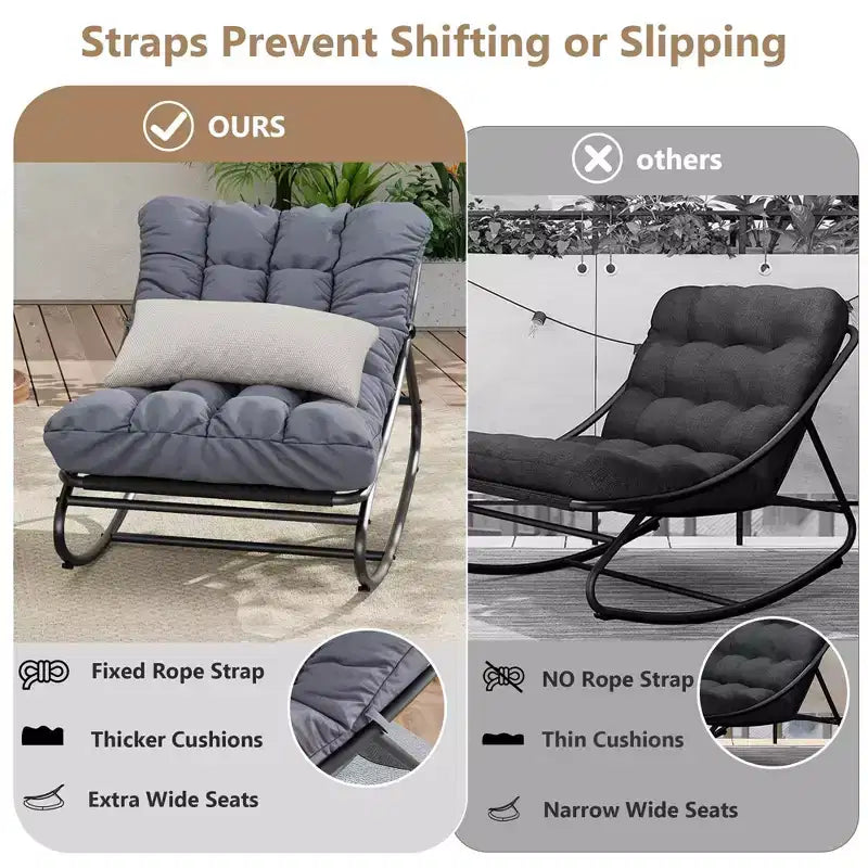 Fauteuil à bascule moderne pour adultes avec coussin amovible