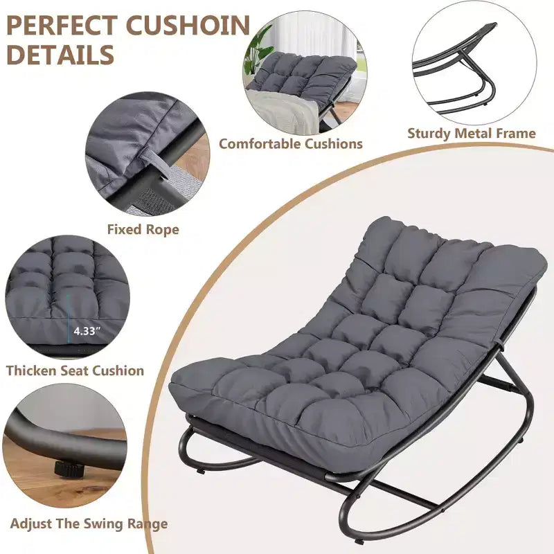 Fauteuil à bascule moderne pour adultes avec coussin amovible