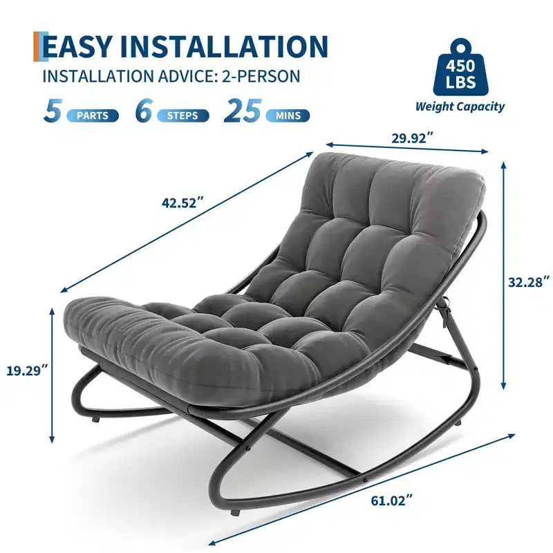 Fauteuil à bascule moderne pour adultes avec coussin amovible