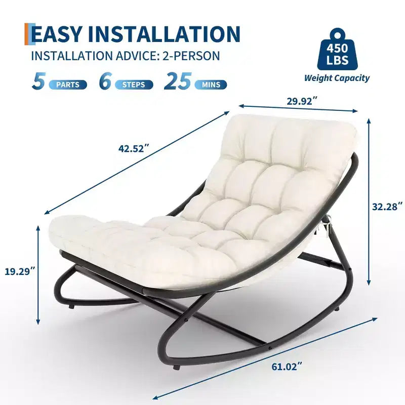 Fauteuil à bascule moderne pour adultes avec coussin amovible