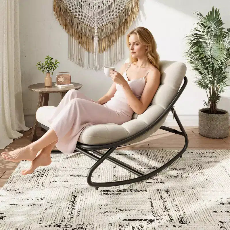Fauteuil à bascule moderne pour adultes avec coussin amovible