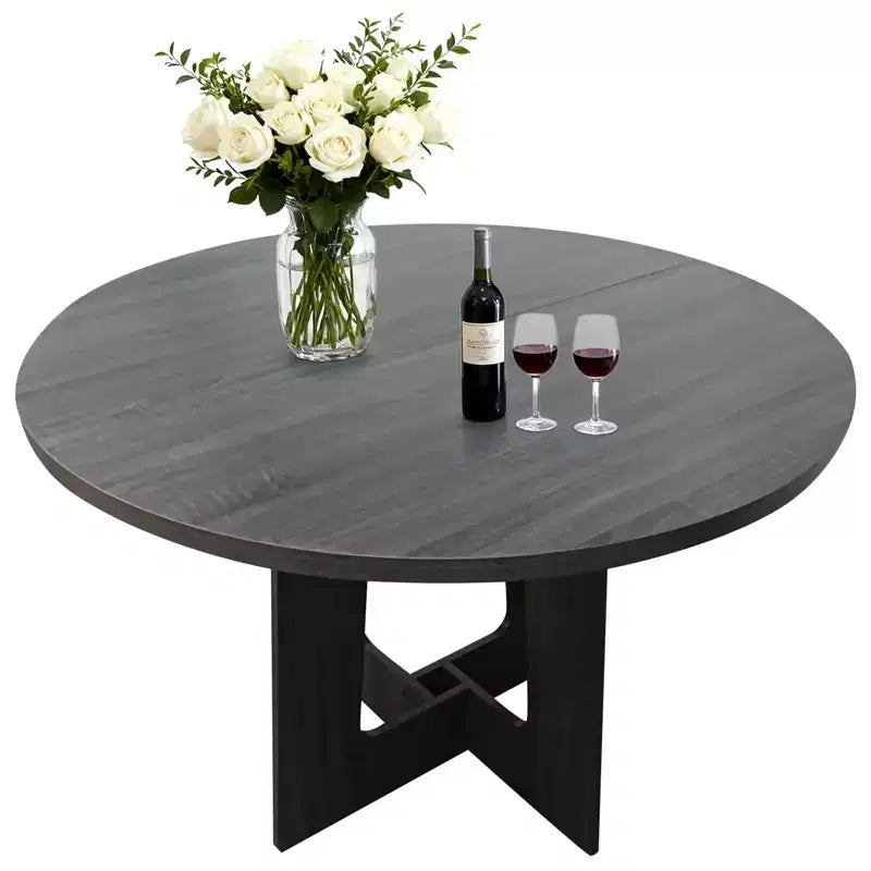 Round Dining Table for 4 43.3 Inches Farmhouse Dining Table with Pedestal Base Circle Kitchen Tables for Dining Room