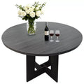 Round Dining Table for 4 43.3 Inches Farmhouse Dining Table with Pedestal Base Circle Kitchen Tables for Dining Room