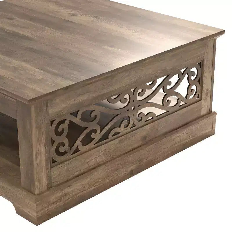 Table basse en bois avec étagère de rangement