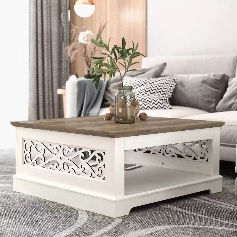 Table basse en bois avec étagère de rangement