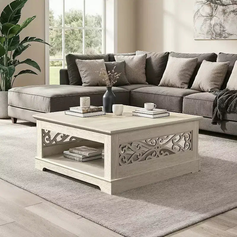 Table basse en bois avec étagère de rangement