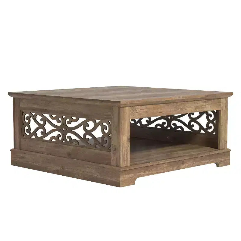Table basse en bois avec étagère de rangement