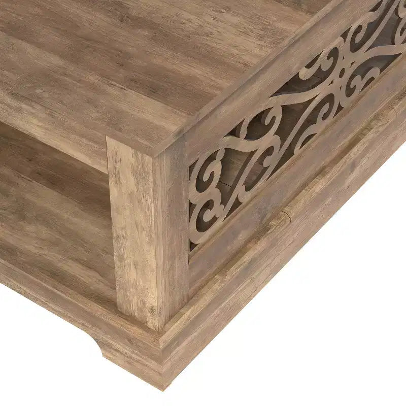 Table basse en bois avec étagère de rangement