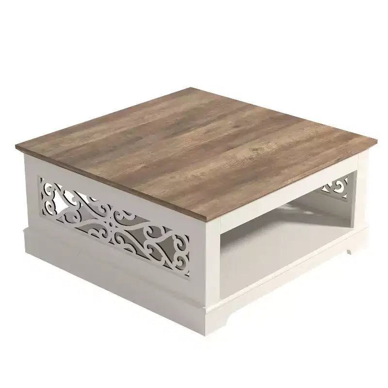 Table basse en bois avec étagère de rangement