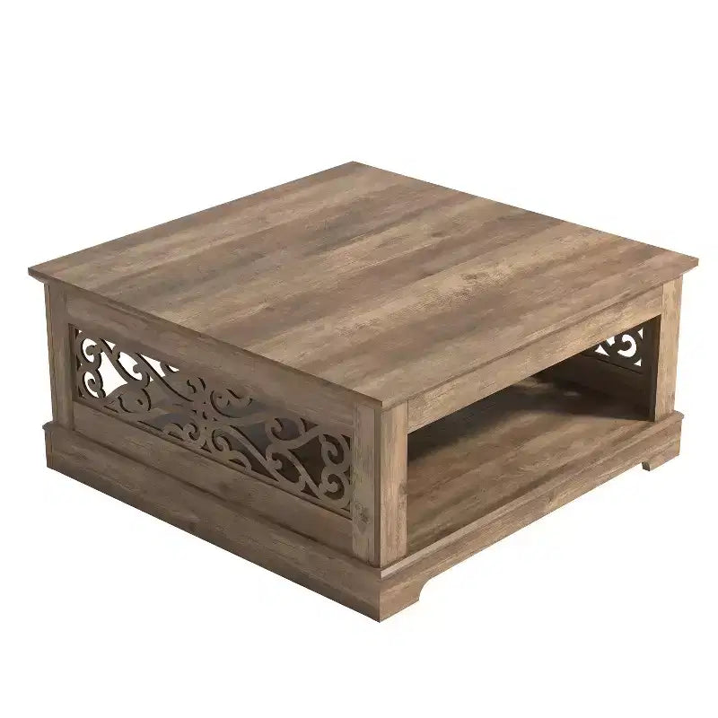 Table basse en bois avec étagère de rangement