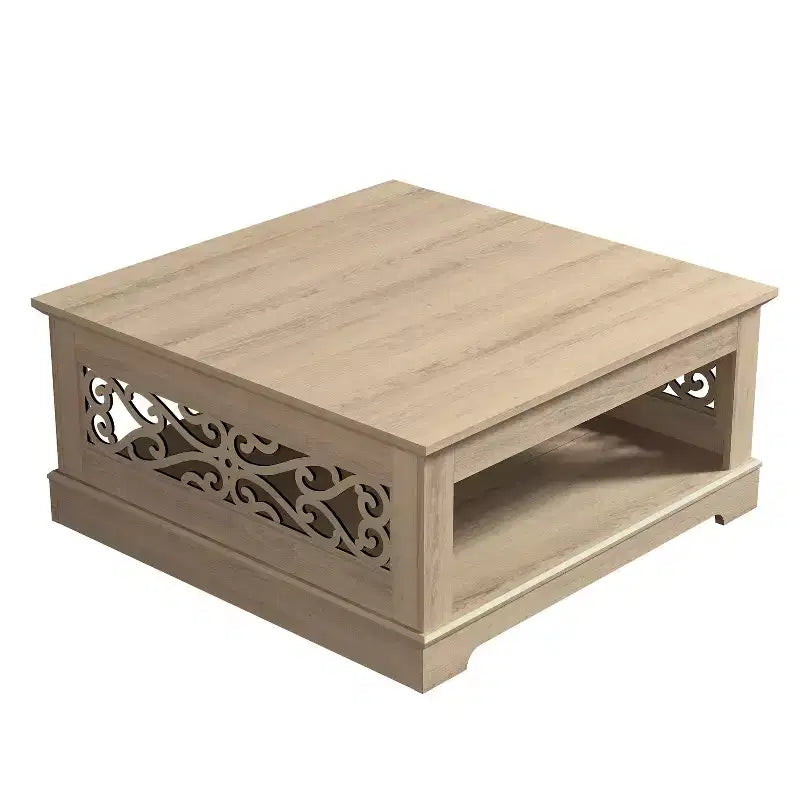 Table basse en bois avec étagère de rangement