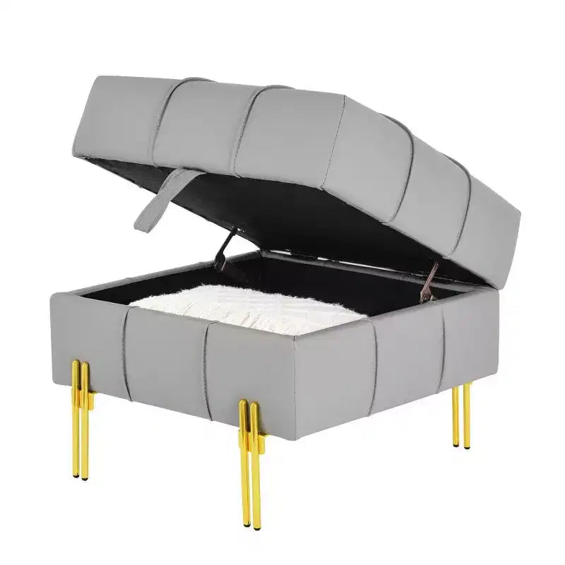 Banc de bout de lit de rangement en cuir anti-rayures, adapté aux animaux domestiques