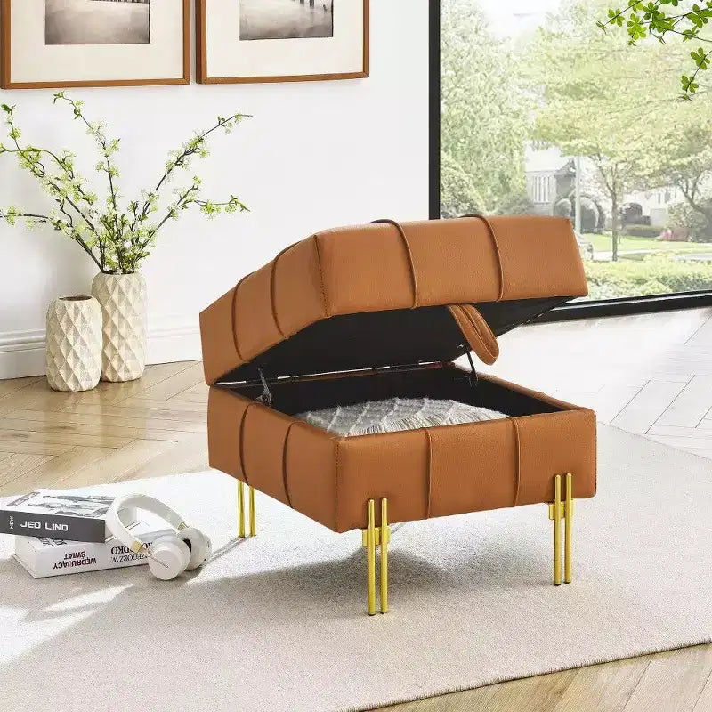 Banc de bout de lit de rangement en cuir anti-rayures, adapté aux animaux domestiques