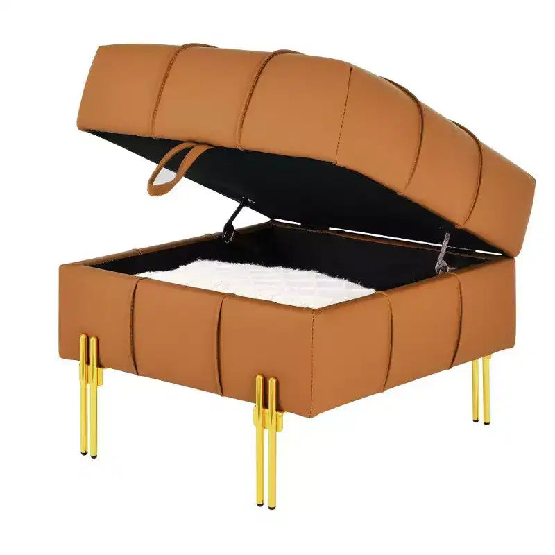 Banc de bout de lit de rangement en cuir anti-rayures, adapté aux animaux domestiques