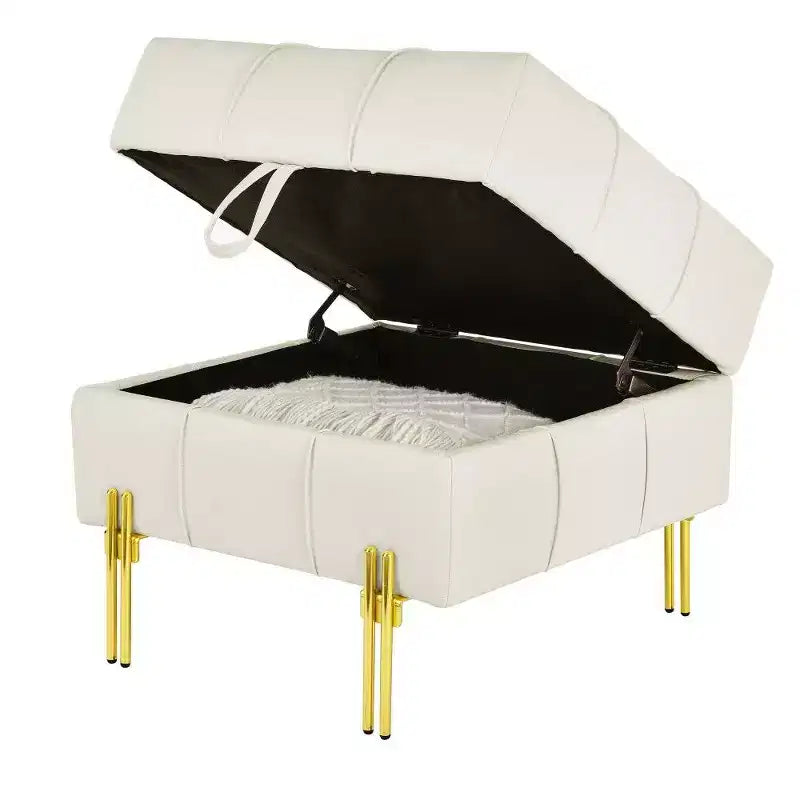 Banc de bout de lit de rangement en cuir anti-rayures, adapté aux animaux domestiques