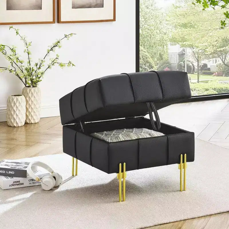 Banc de bout de lit de rangement en cuir anti-rayures, adapté aux animaux domestiques