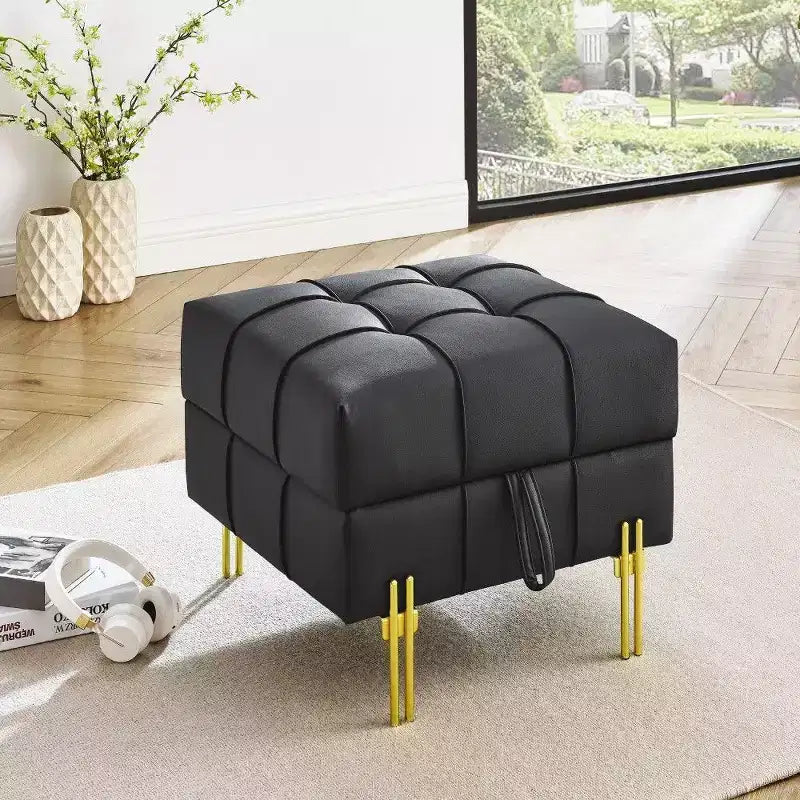 Banc de bout de lit de rangement en cuir anti-rayures, adapté aux animaux domestiques