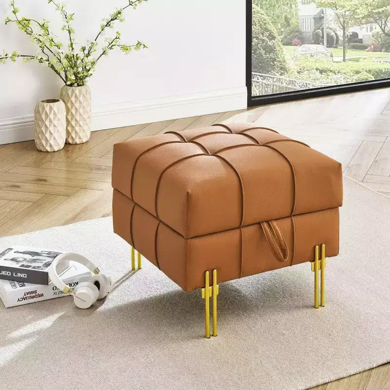 Banc de bout de lit de rangement en cuir anti-rayures, adapté aux animaux domestiques