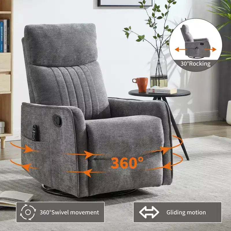 Fauteuil inclinable manuel Chenille chauffant massant avec fonction bascule et pivotante