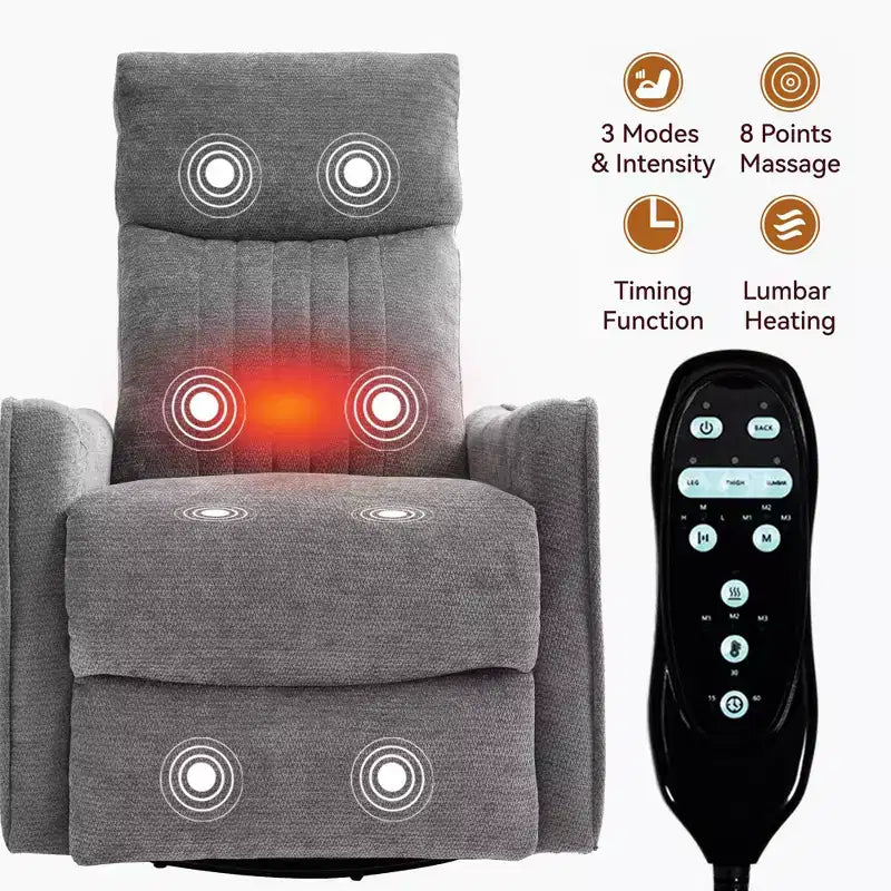 Fauteuil inclinable manuel Chenille chauffant massant avec fonction bascule et pivotante