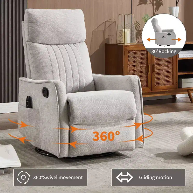 Fauteuil inclinable manuel Chenille chauffant massant avec fonction bascule et pivotante