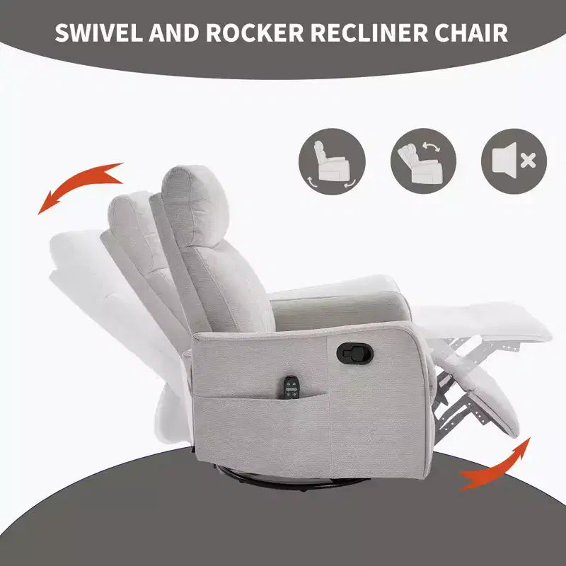 Fauteuil inclinable manuel Chenille chauffant massant avec fonction bascule et pivotante