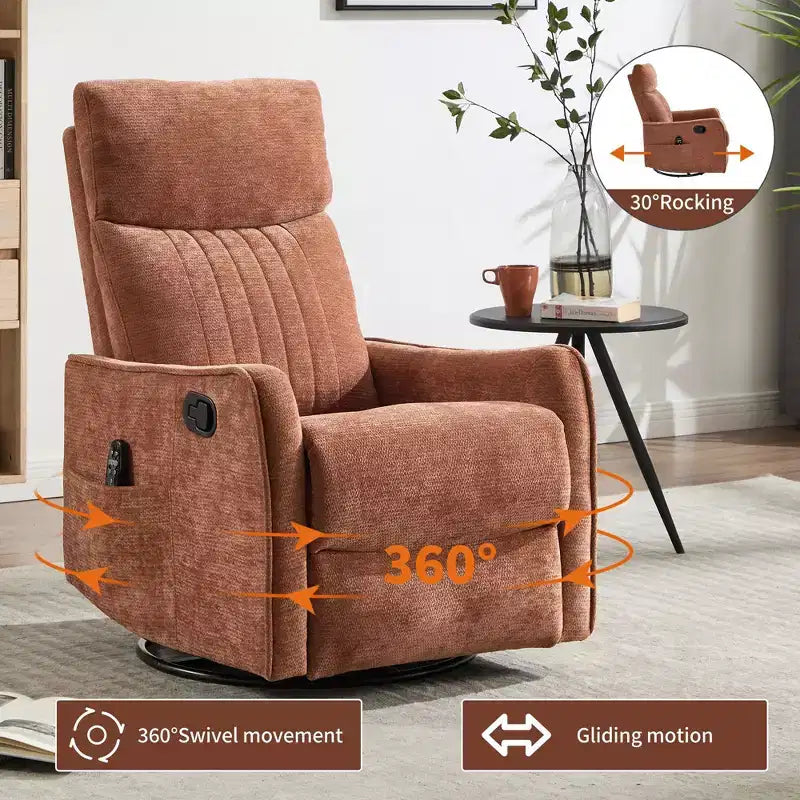 Fauteuil inclinable manuel Chenille chauffant massant avec fonction bascule et pivotante