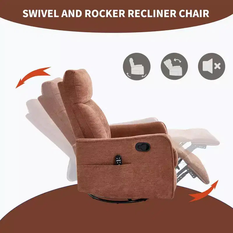 Fauteuil inclinable manuel Chenille chauffant massant avec fonction bascule et pivotante