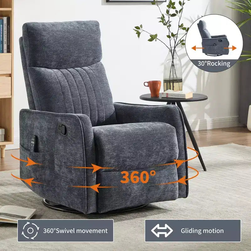 Fauteuil inclinable manuel Chenille chauffant massant avec fonction bascule et pivotante