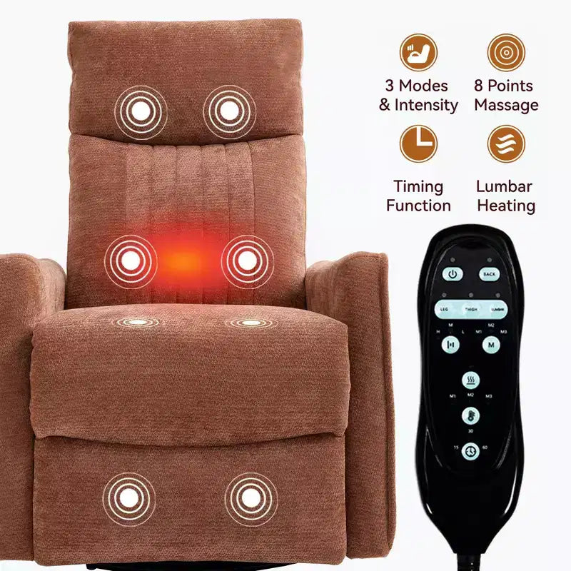 Fauteuil inclinable manuel Chenille chauffant massant avec fonction bascule et pivotante
