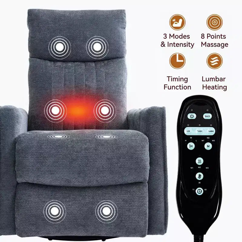 Fauteuil inclinable manuel Chenille chauffant massant avec fonction bascule et pivotante