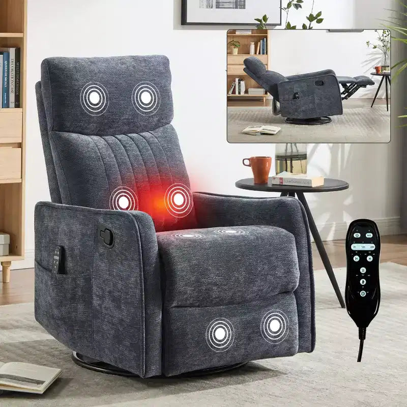 Fauteuil inclinable manuel Chenille chauffant massant avec fonction bascule et pivotante