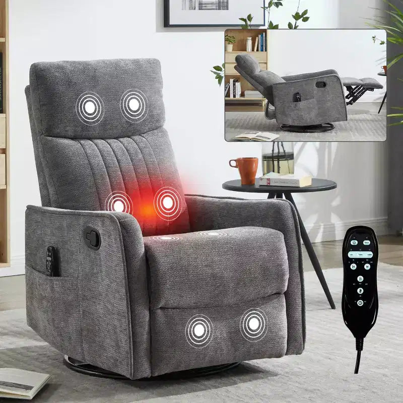 Fauteuil inclinable manuel Chenille chauffant massant avec fonction bascule et pivotante
