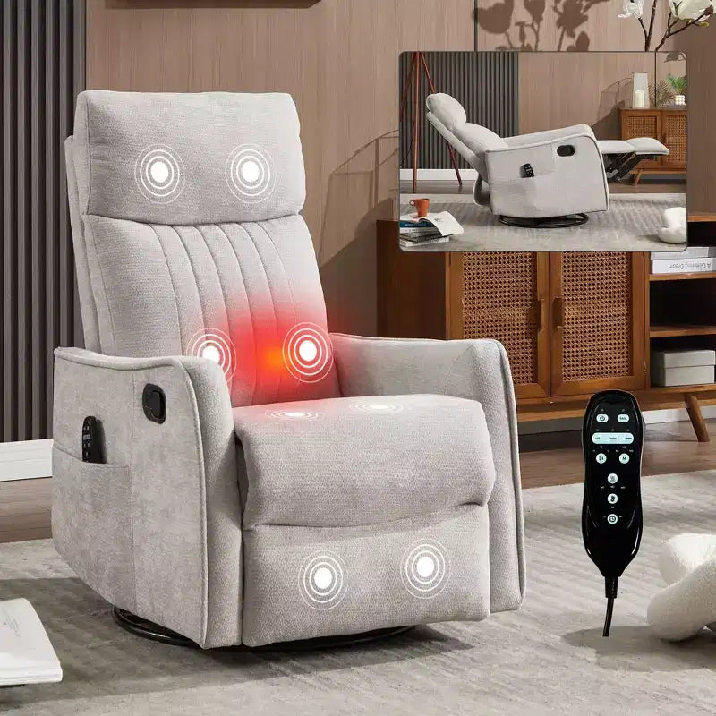 Fauteuil inclinable manuel Chenille chauffant massant avec fonction bascule et pivotante