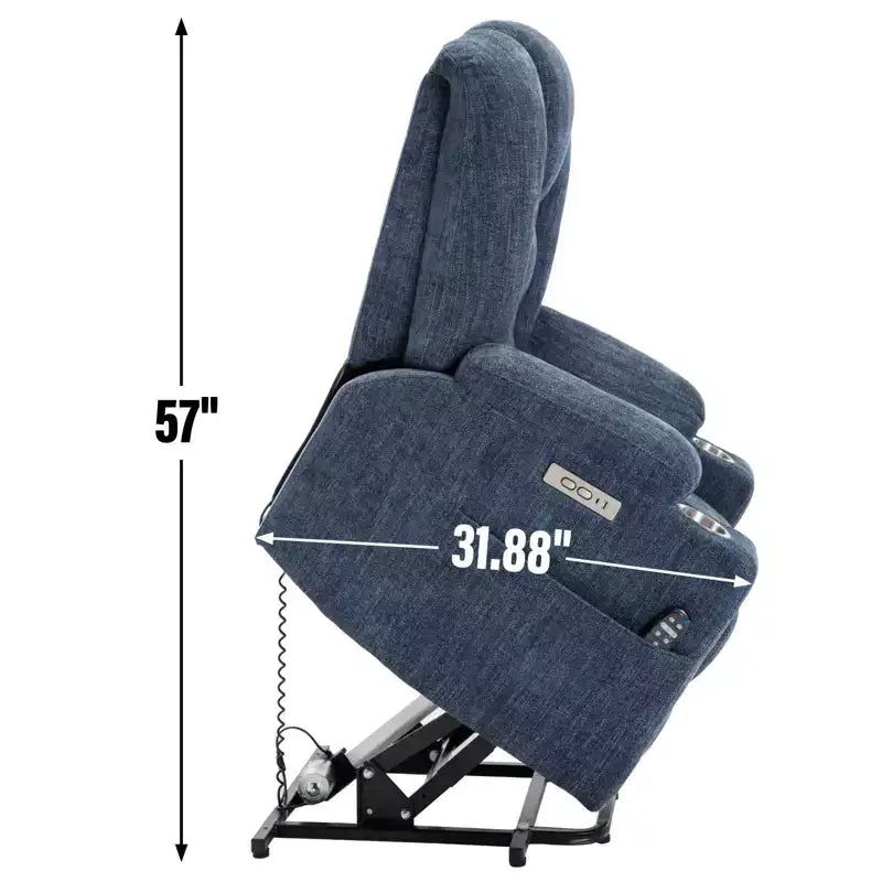 Fauteuil inclinable électrique grand format en chenille grise avec massage