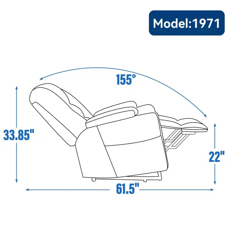 Fauteuil inclinable électrique grand format en chenille grise avec massage