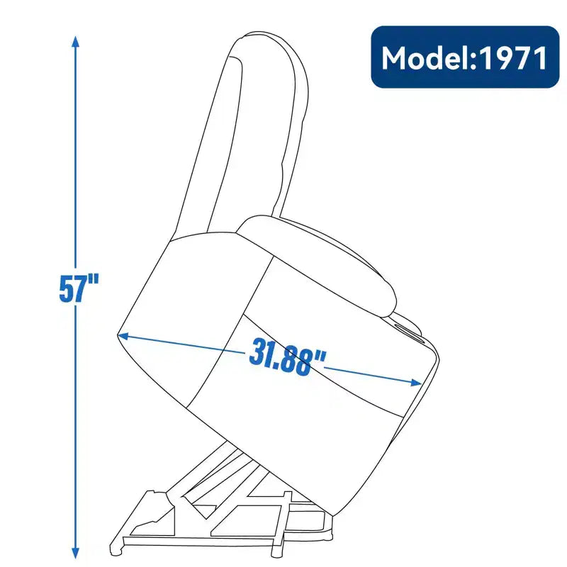 Fauteuil inclinable électrique grand format en chenille grise avec massage
