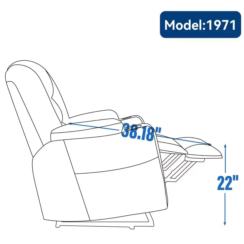 Fauteuil inclinable électrique grand format en chenille grise avec massage