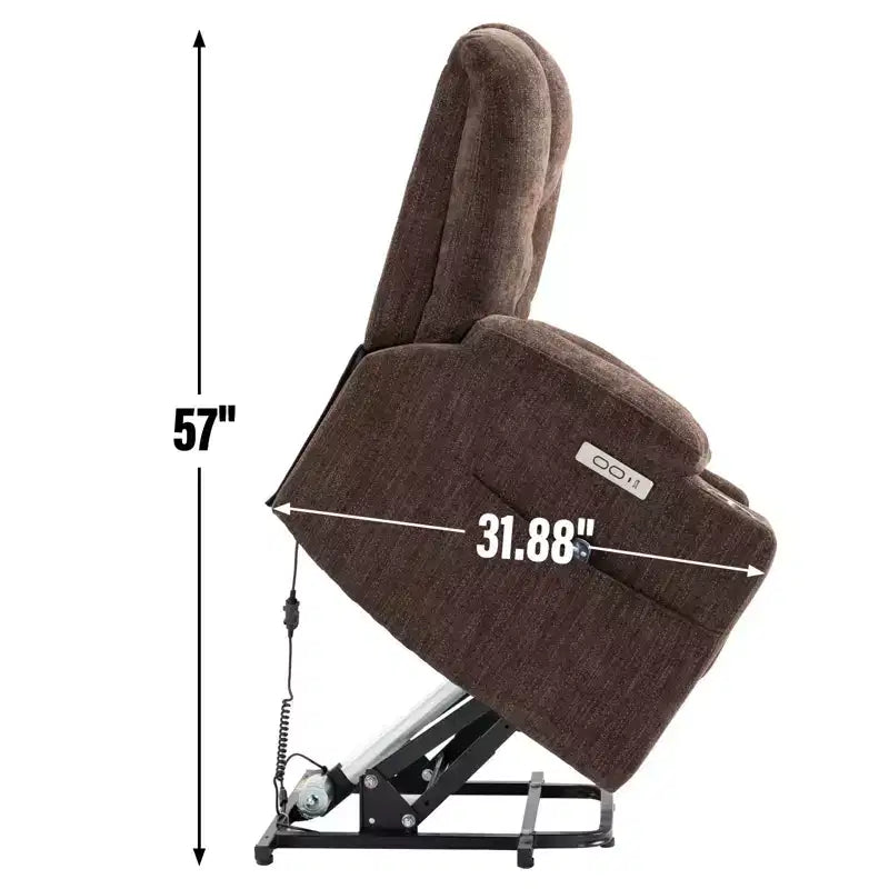Fauteuil inclinable électrique grand format en chenille grise avec massage
