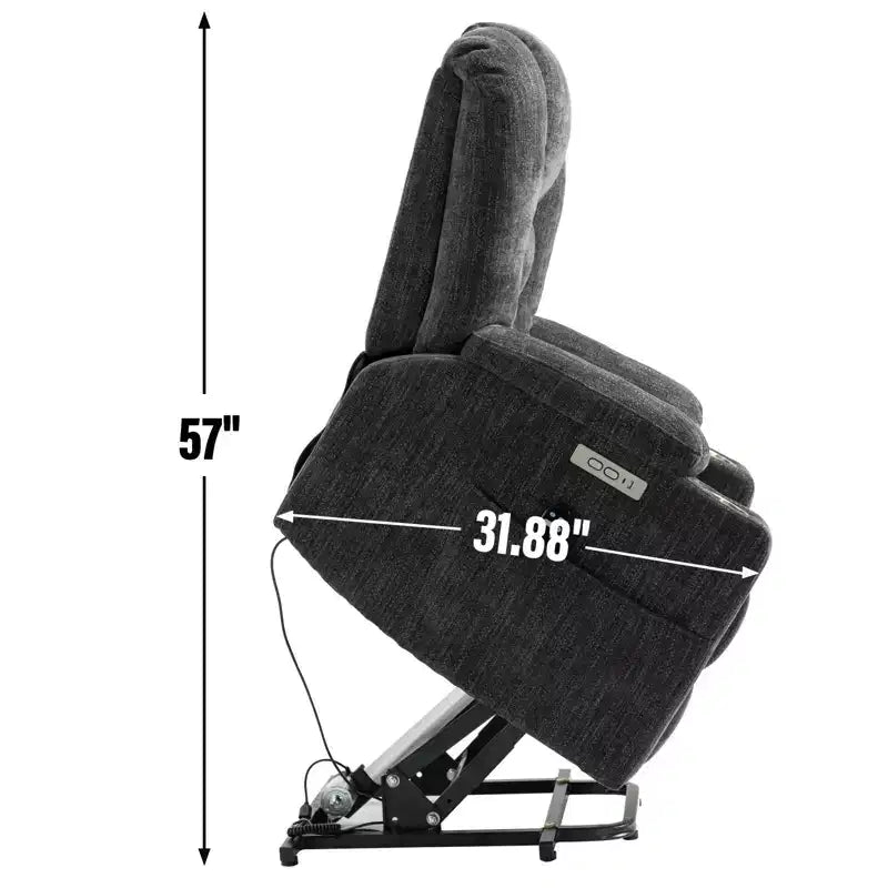 Fauteuil inclinable électrique grand format en chenille grise avec massage